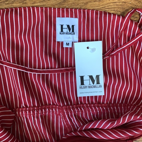 NWT Hilary Macmillan Red pin stripe romper - Picture 3 of 7